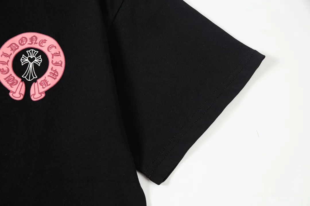 Chrome Hearts/ Pink Logo Same Style T Versatile : Black Size：XS~L